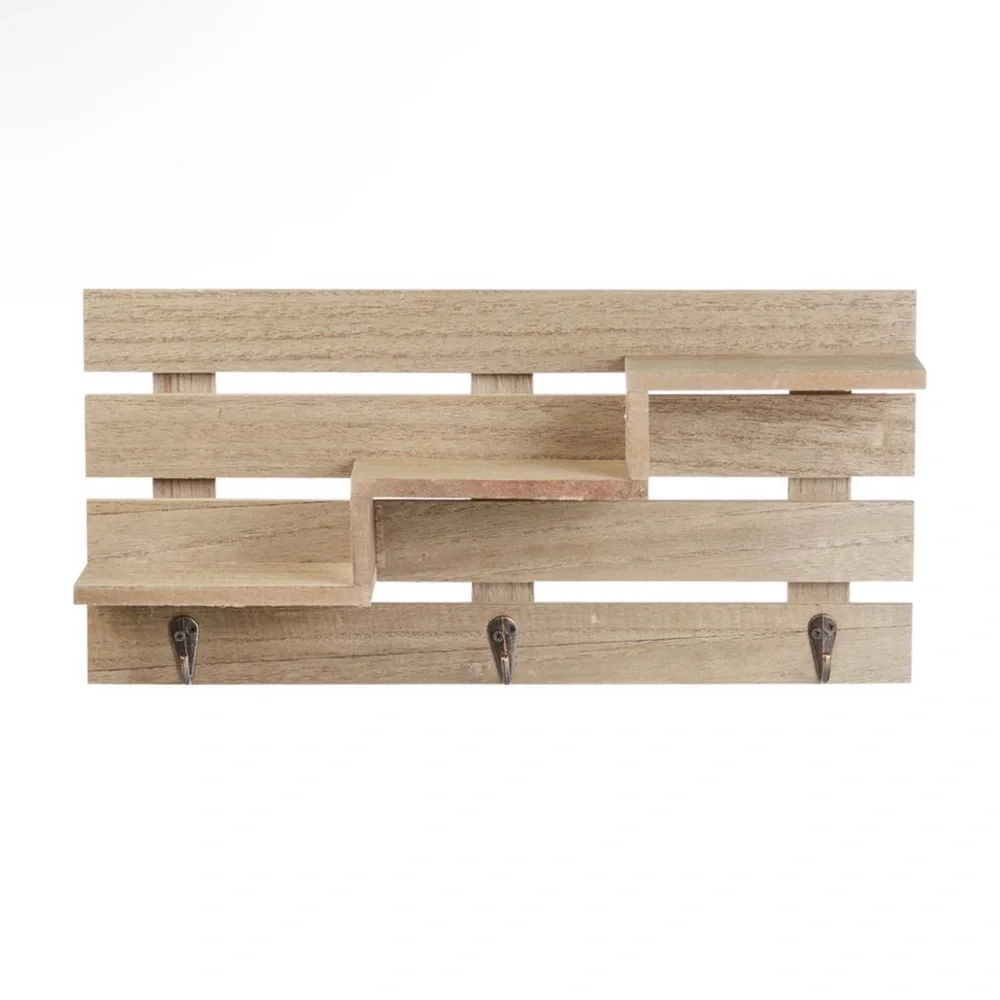 NEW TruLiving Wall Shelf 3 Hook Tan Comes with Screws